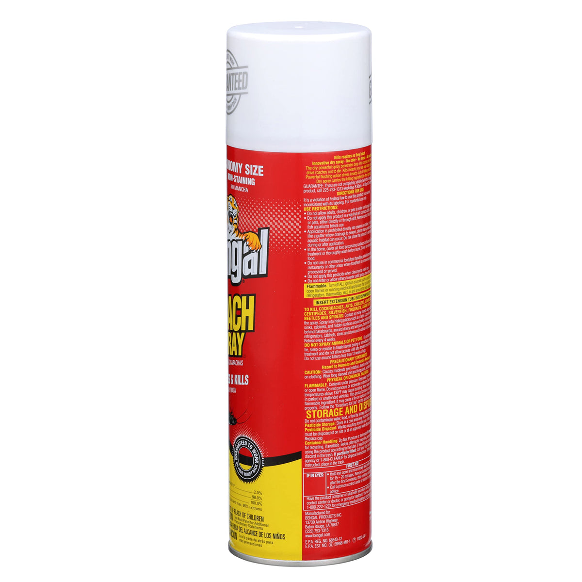 Bengal Roach Spray can be applied behind baseboards and under cabinets.