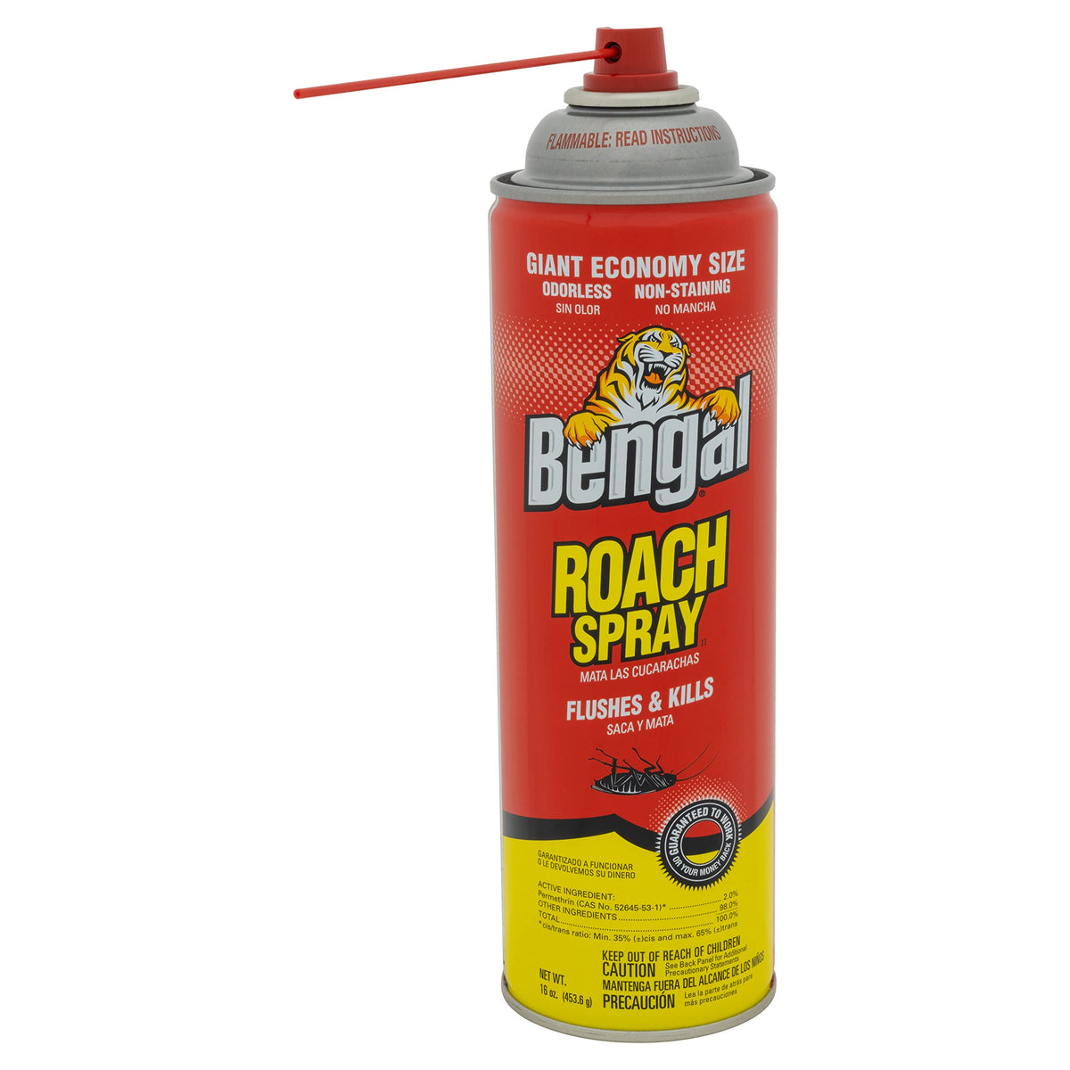 Bengal Roach Spray provides thorough coverage to reach hiding bugs.