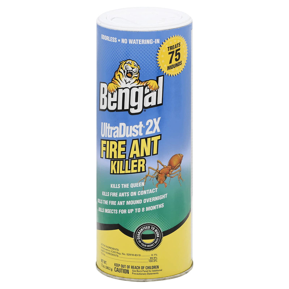 Bengal Ultradust applied on a lawn near ornamental plants for long-lasting protection.