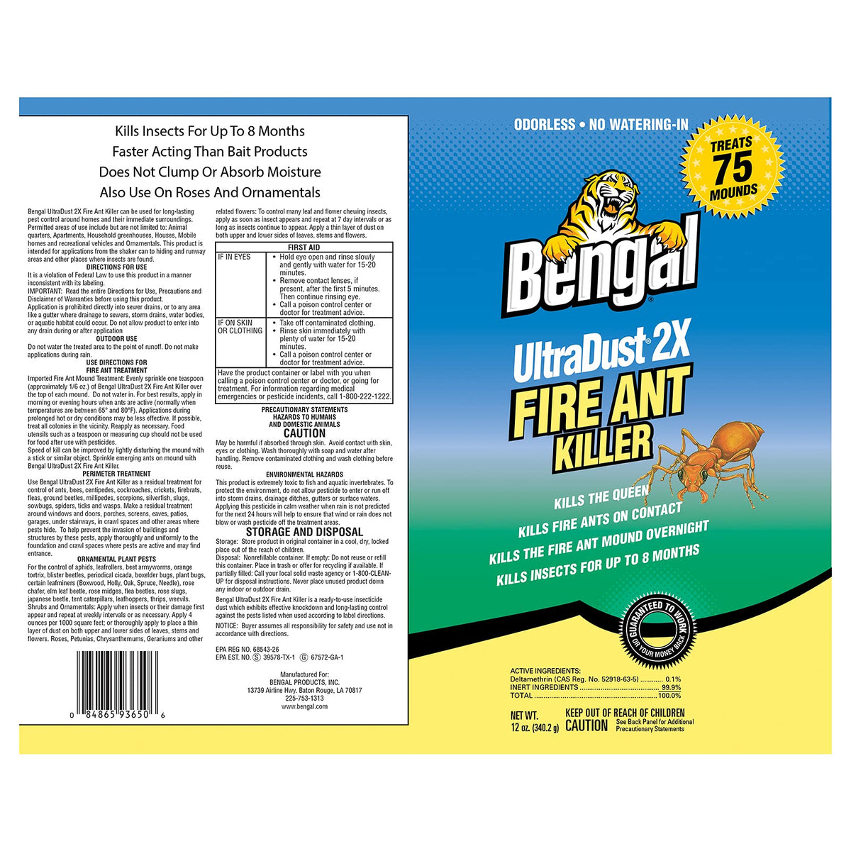 Bengal Ultradust used as a perimeter treatment around a home to deter invasions.