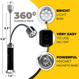 Magnetic base on Benicci BBQ light grips metal surfaces securely for steady lighting.