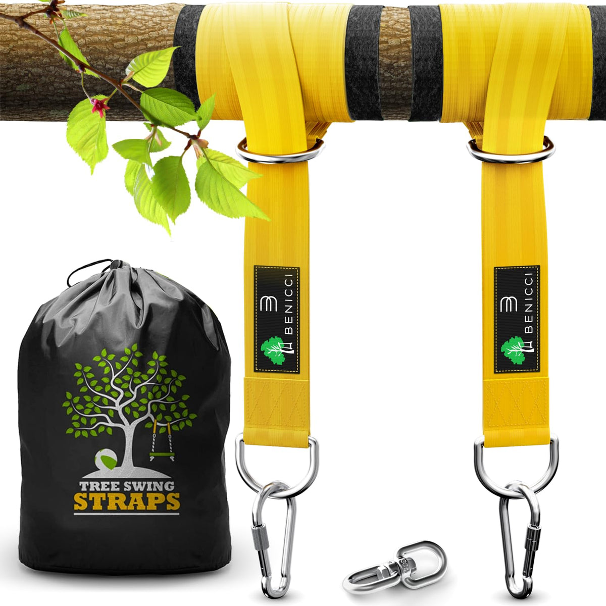 Benicci Safe Tree Swing straps enable easy, secure 10ft installation.