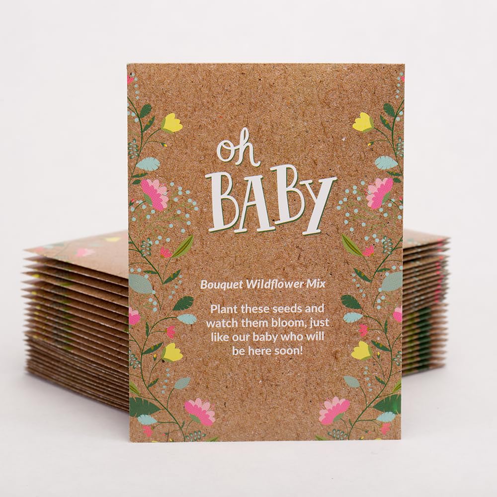 Bentley Seed Co Oh Baby seed packets back view with care tips for guests