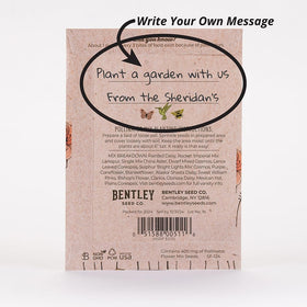 Bentley Pollinator Mix packet side, clearly labeled as non-GMO and non-coated