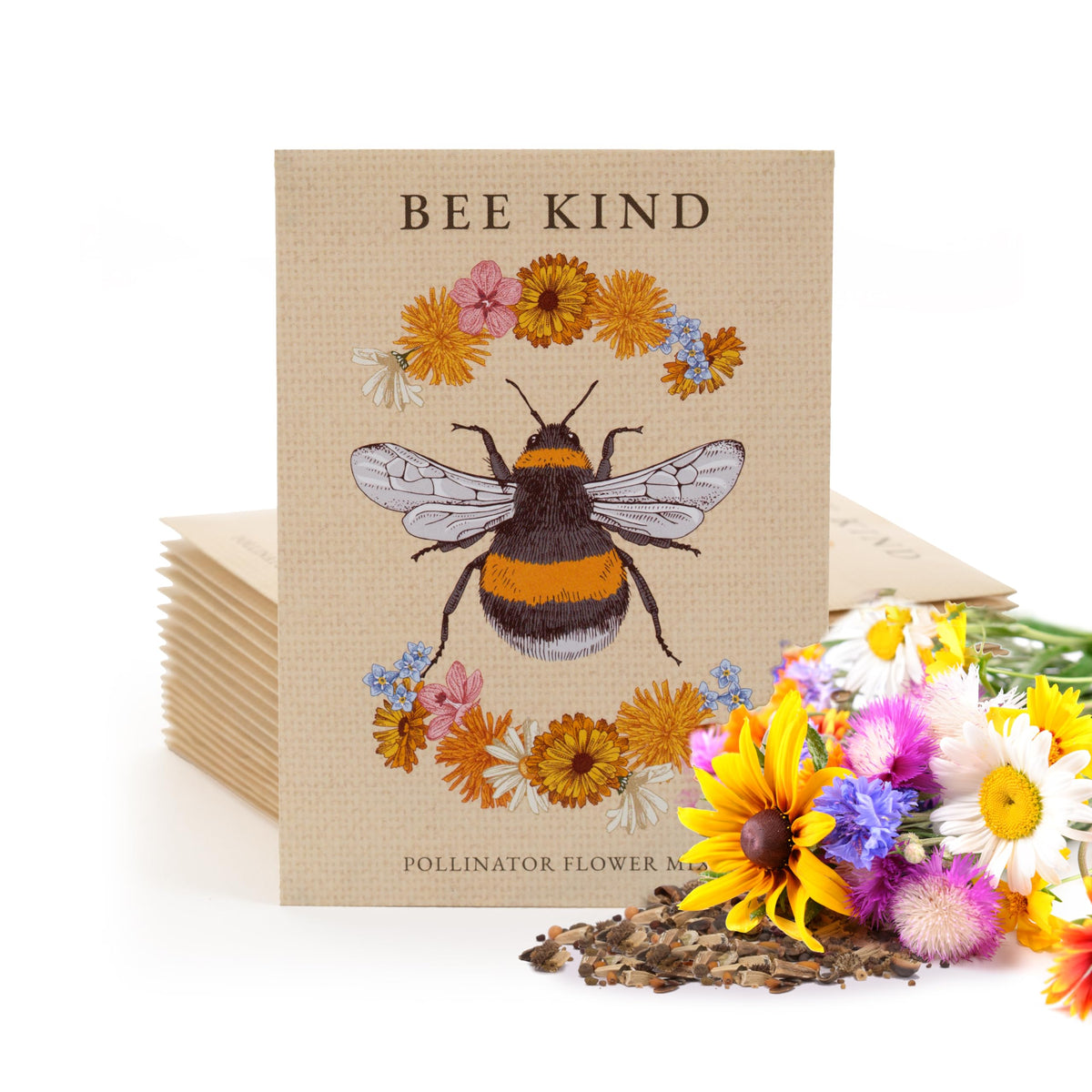 Bentley Seed Co. Bee Kind packet front featuring bee art for eco-friendly gifting.