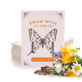 Bentley Seed Co Grow with Us butterfly mix packets collection, vibrant blooms for pollinators.