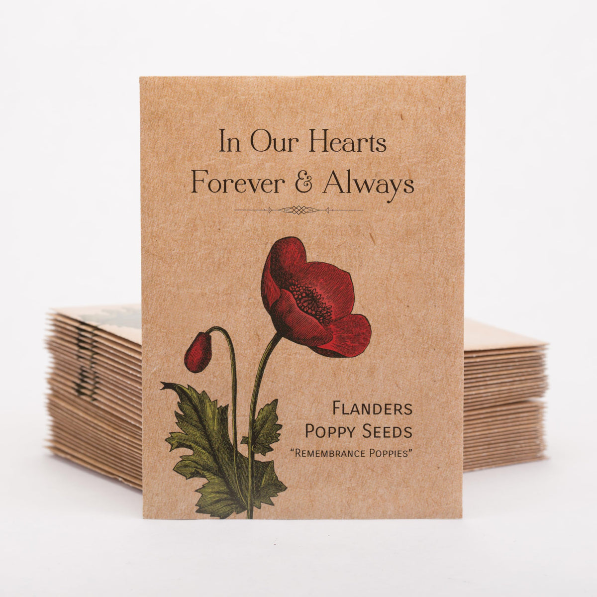 Bentley Seed Co heartful memorial favor envelope with poppy seeds for guests
