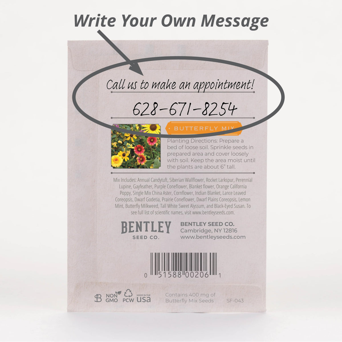Bentley Seed Co indoor-outdoor garden setup with butterfly mix seeds.