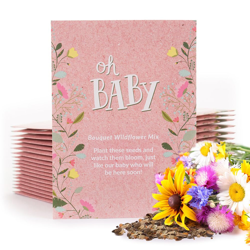 Bentley Seed Co Oh Baby pink packet front—cute baby shower gift for guests