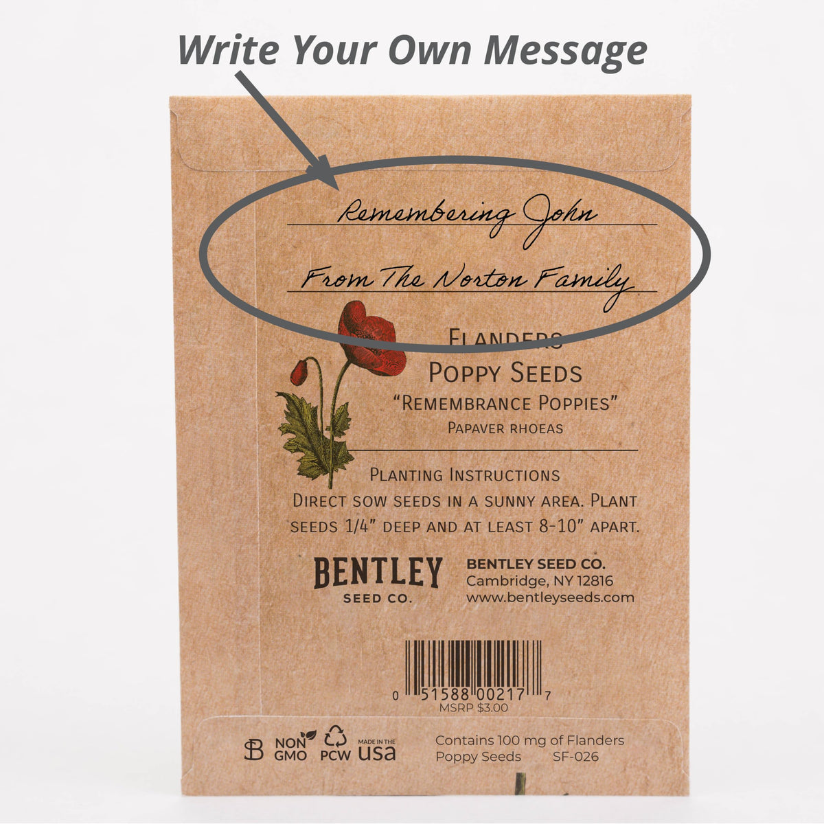 Bentley Seed Co planting instructions for poppy seeds