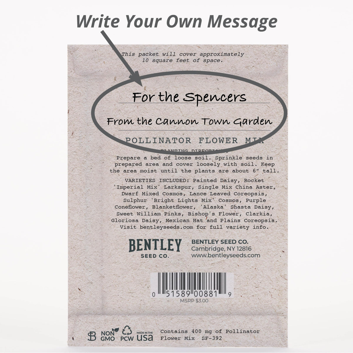 Bentley Seed Co. Nectar-pollen mix supports pollinator-friendly gardens.