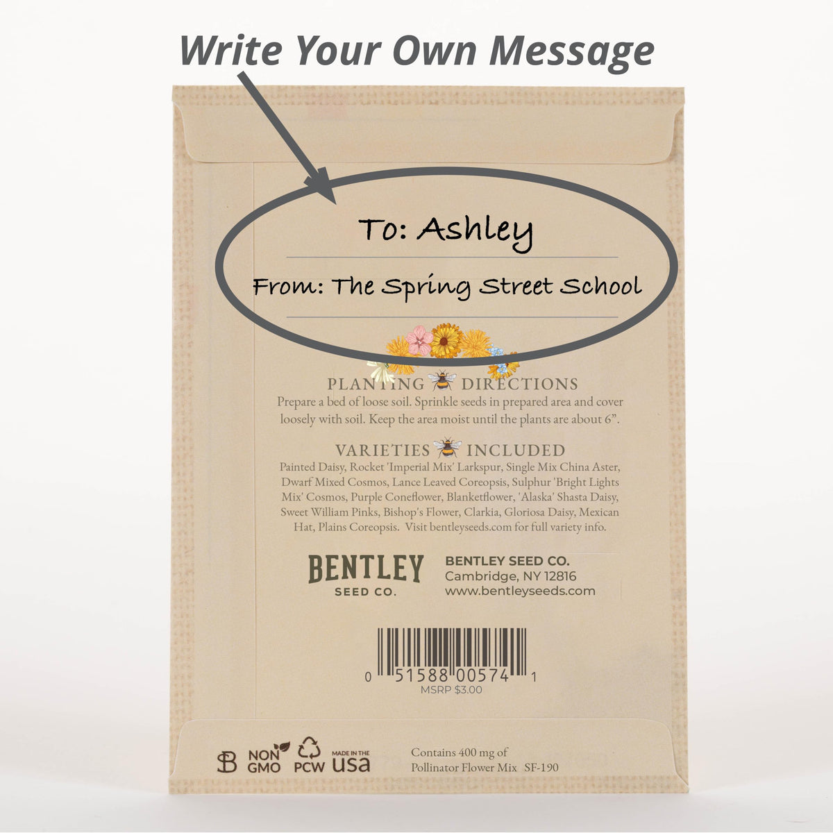 Bentley Seed Co. Pollinator mix provides nectar and pollen for bees and butterflies.