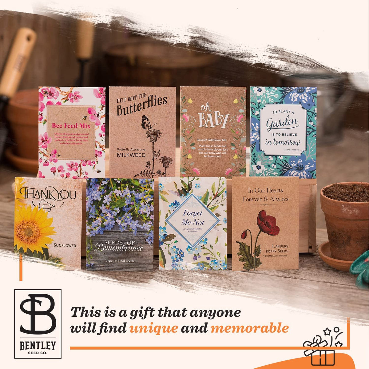 Bentley Seed Co. Thank You Packet gift-display of sunflower seeds for gifting occasions.