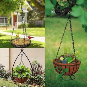 Benvo bird feeder setup using the chains for easy, stable feeding station.