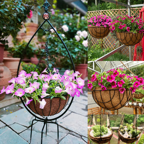 Benvo garden display with plant baskets shows versatile decorative utility.