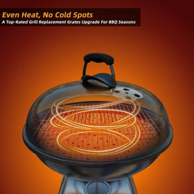Benzoyl grill grate with integrated handles for easy lifting.