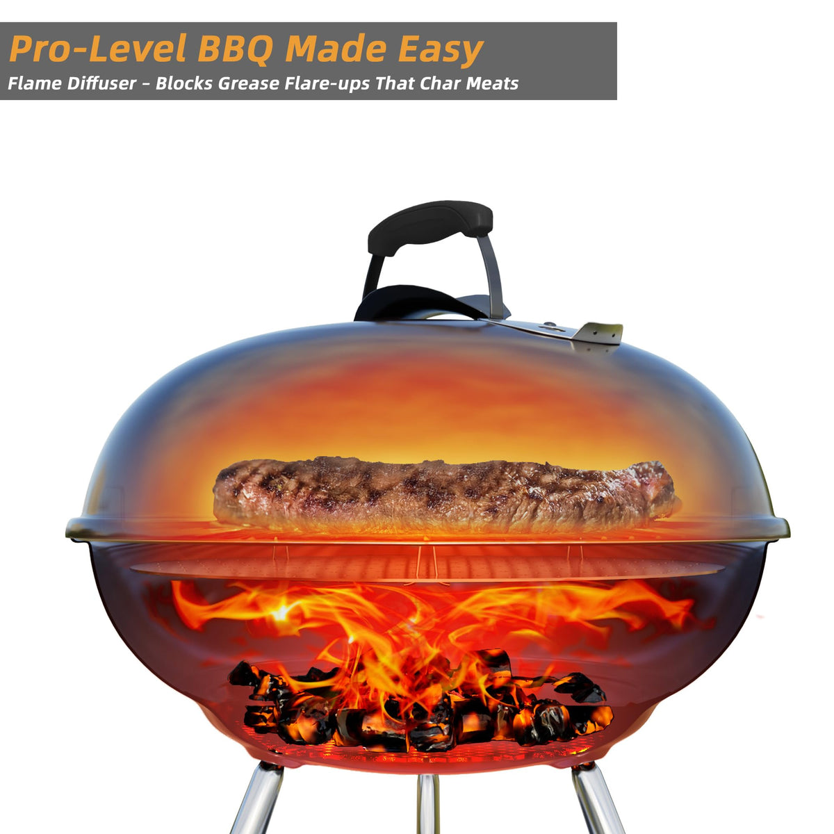 Benzoyl rust-resistant stainless steel construction handles high heat and weather.