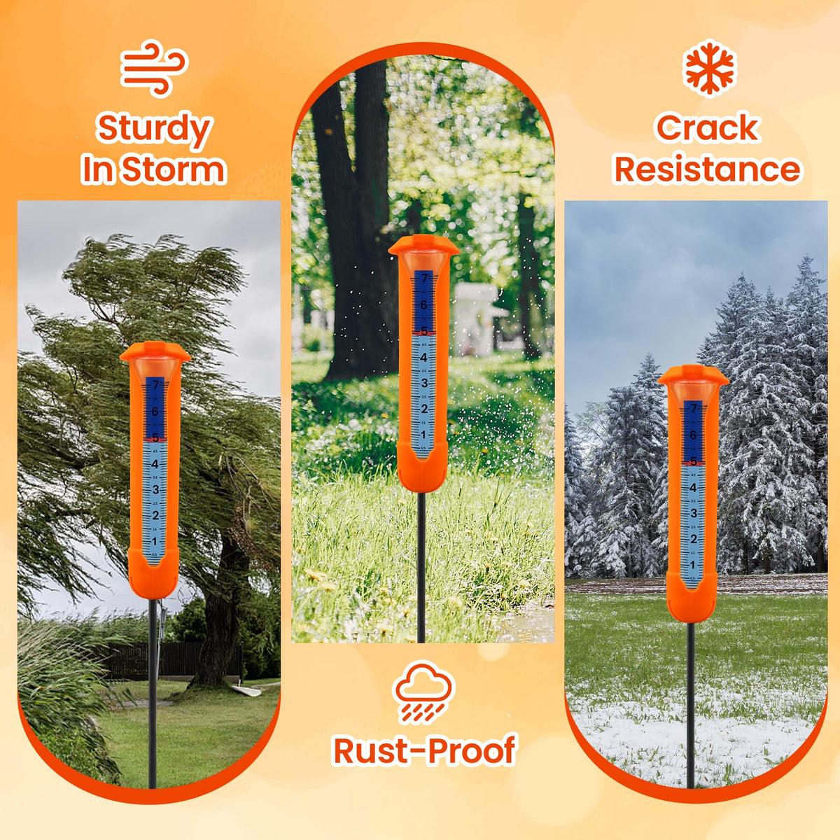 Beofinest rain gauge height-adjustable to 17, 24.8, or 33 inches for flexibility.