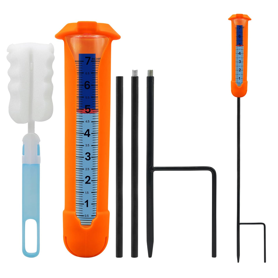Beofinest upgraded rain gauge with silicone-cover protects outdoors and cushions bumps.