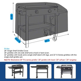 BEOTBRMI grill cover, side view with wind straps for stable protection