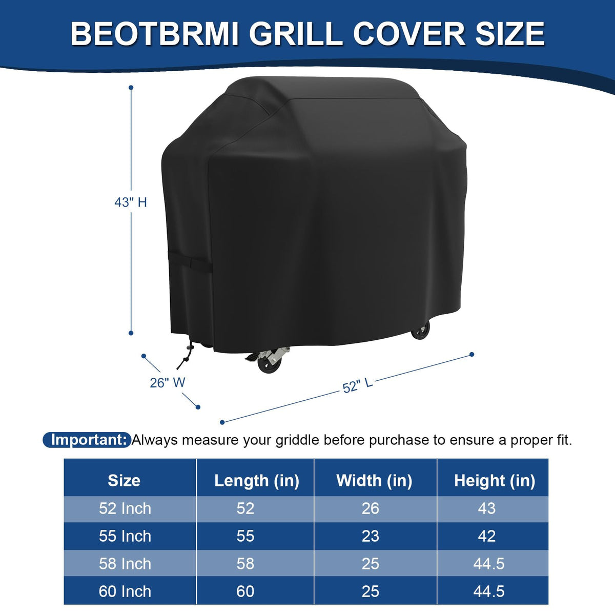 BEOTBRMI grill cover waterproof fabric shields grill from rain and UV
