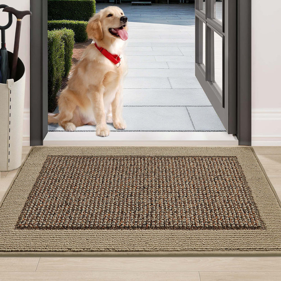 BEQHAUSE door mat 24x36 taupe traps dirt and keeps floors cleaner