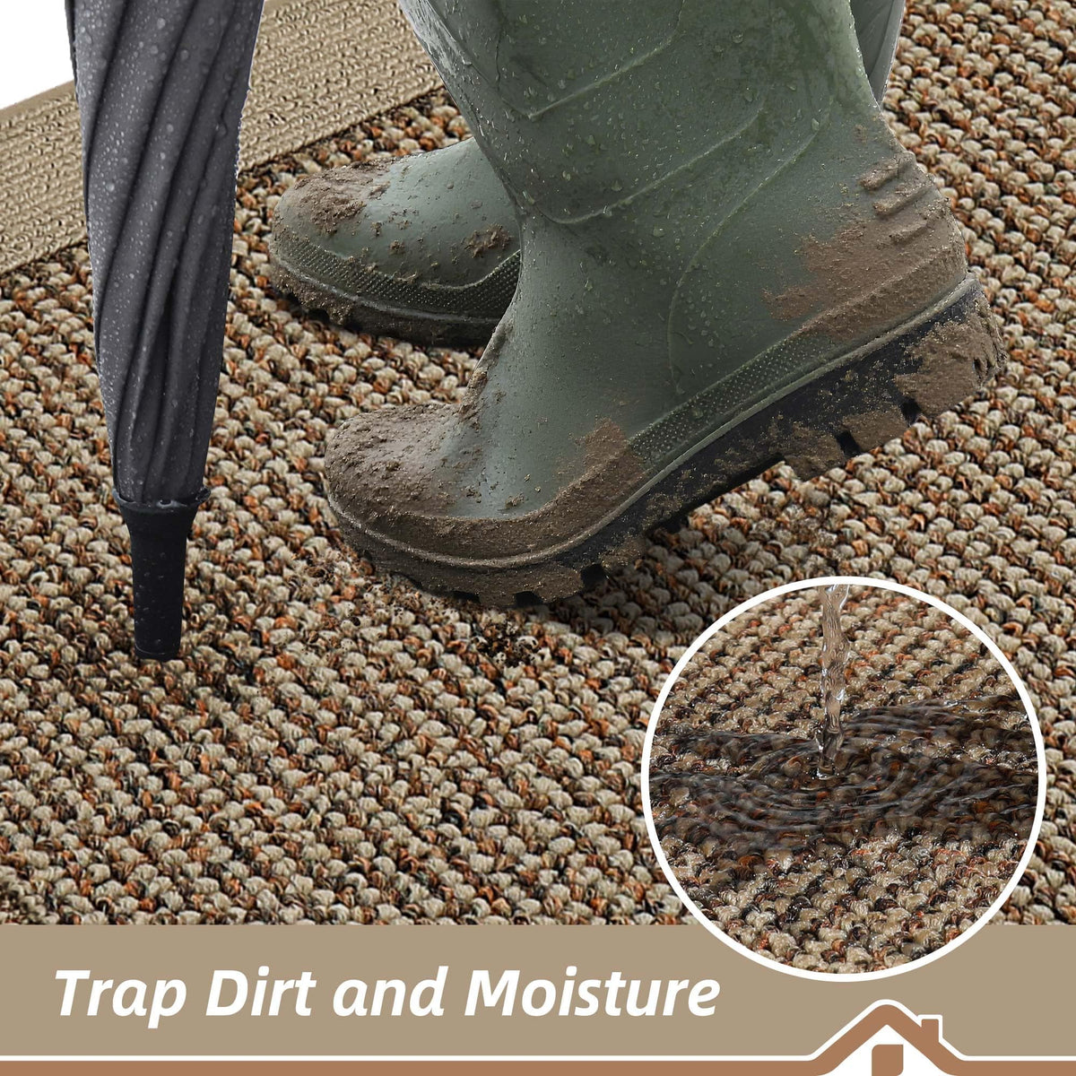 BEQHAUSE door mat non-slip backing stays put on dry floors