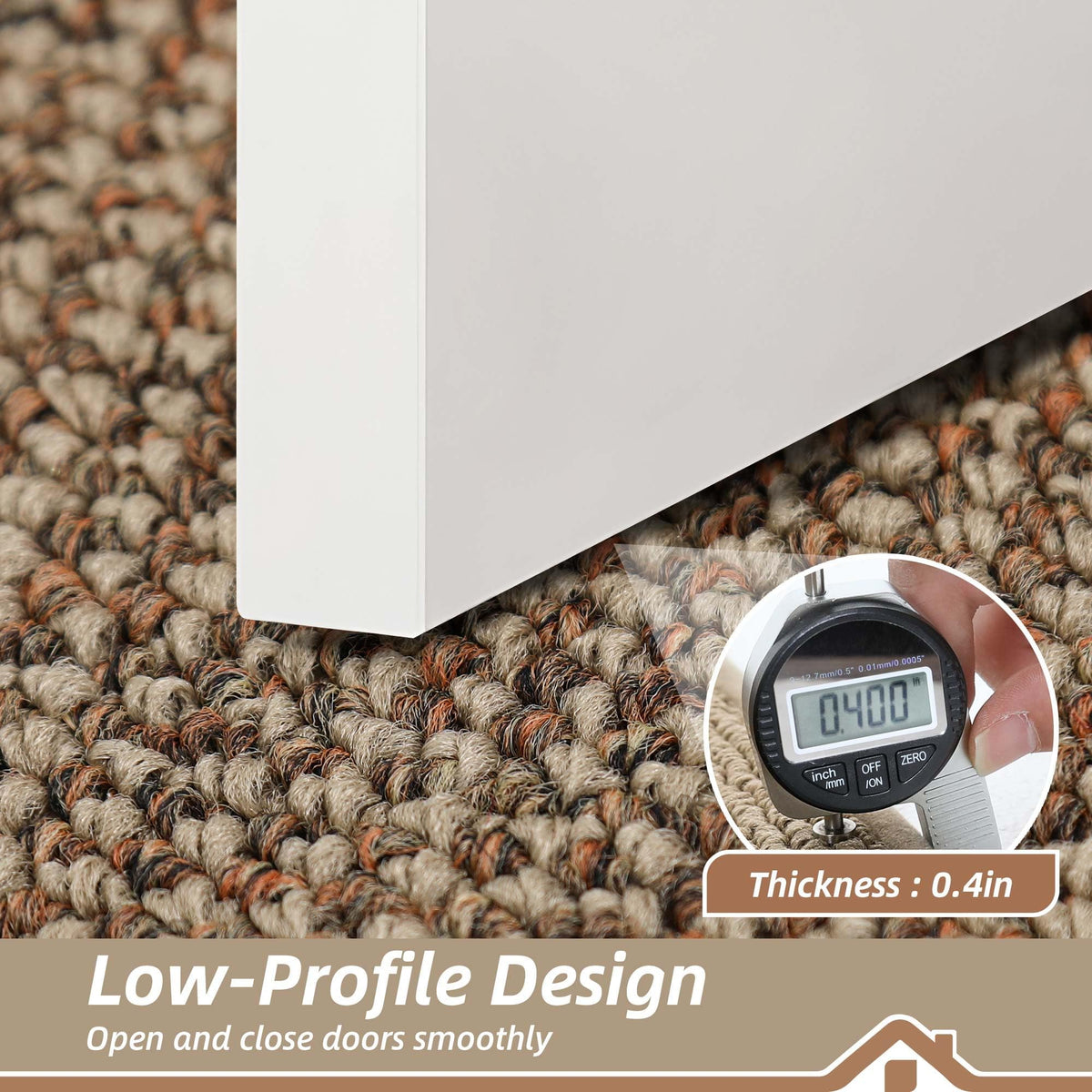 BEQHAUSE low-profile 0.4 inch door mat fits under doors smoothly
