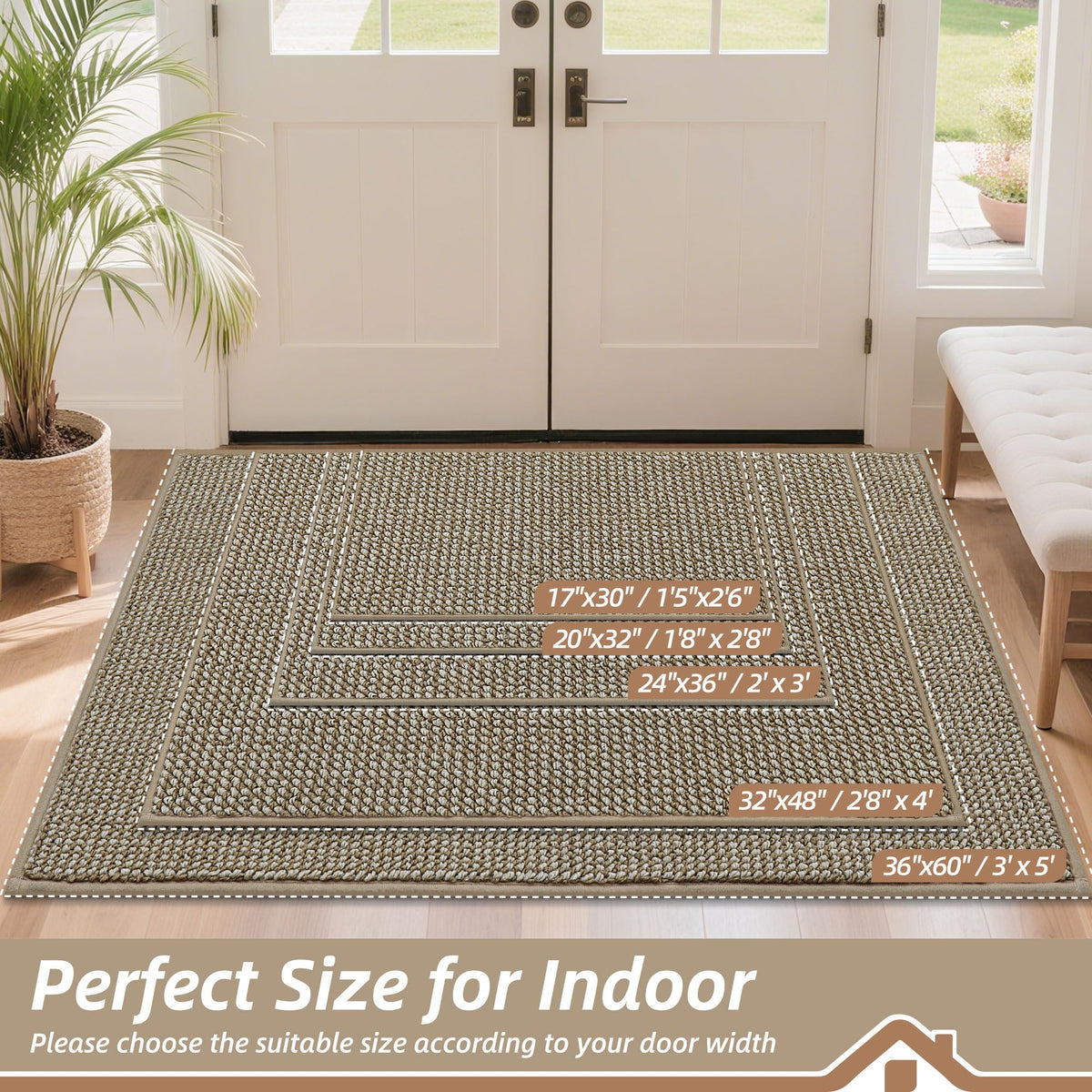BEQHAUSE non slip entryway mat placed by a back door for stability