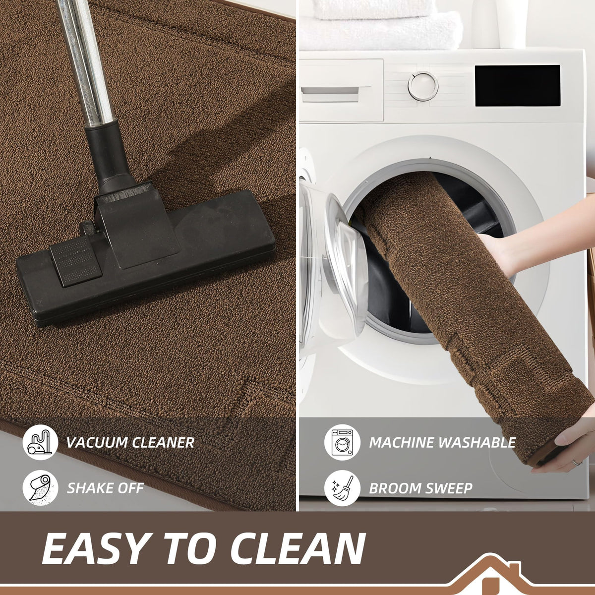 BEQHAUSE anti-slip back keeps mat in place on dry floors