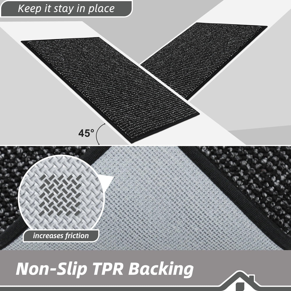 BEQHAUSE Dirt Trapper washable surface cleans easily with broom or vacuum.