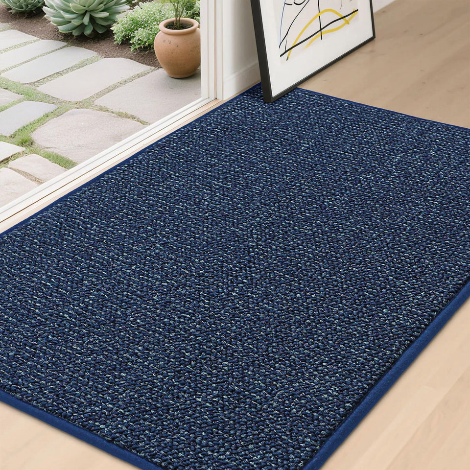 BEQHAUSE Dirt Trapper blue front-view mat keeps entry clean