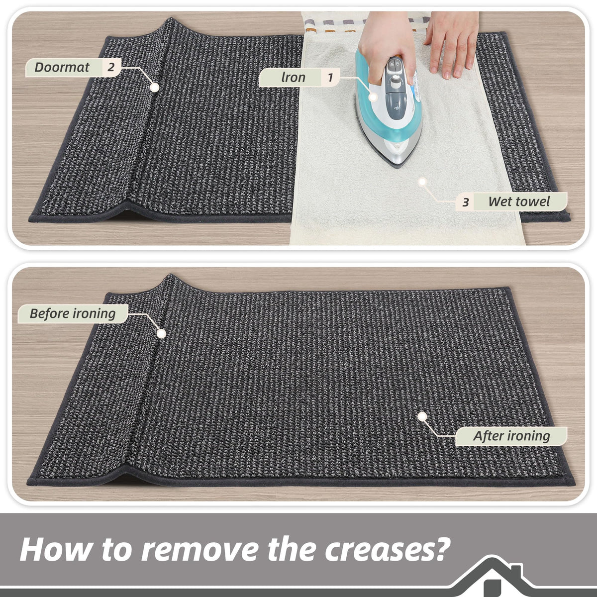 BEQHAUSE Dirt Trapper Door Mat arrives folded; creases relax after use.
