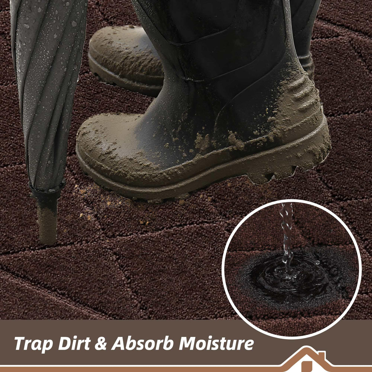 BEQHAUSE dirt-trapper mat scrapes dirt from shoes before entering, reducing indoor mess.