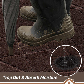 BEQHAUSE dirt-trapper mat scrapes dirt from shoes before entering, reducing indoor mess.
