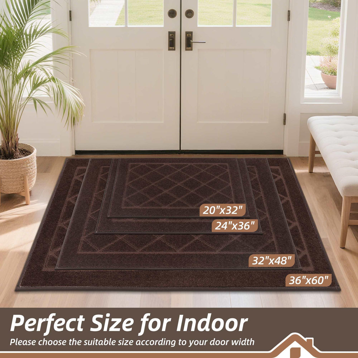 BEQHAUSE dirt-trapper door mat entry scene with non-slip backing for safe indoor use.