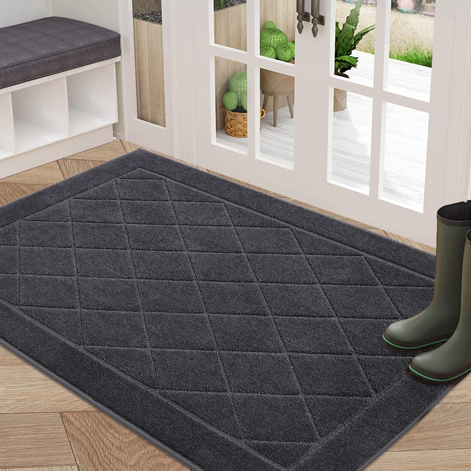 BEQHAUSE Dirt Trapper Door Mat front door close-up highlights absorbent fibers