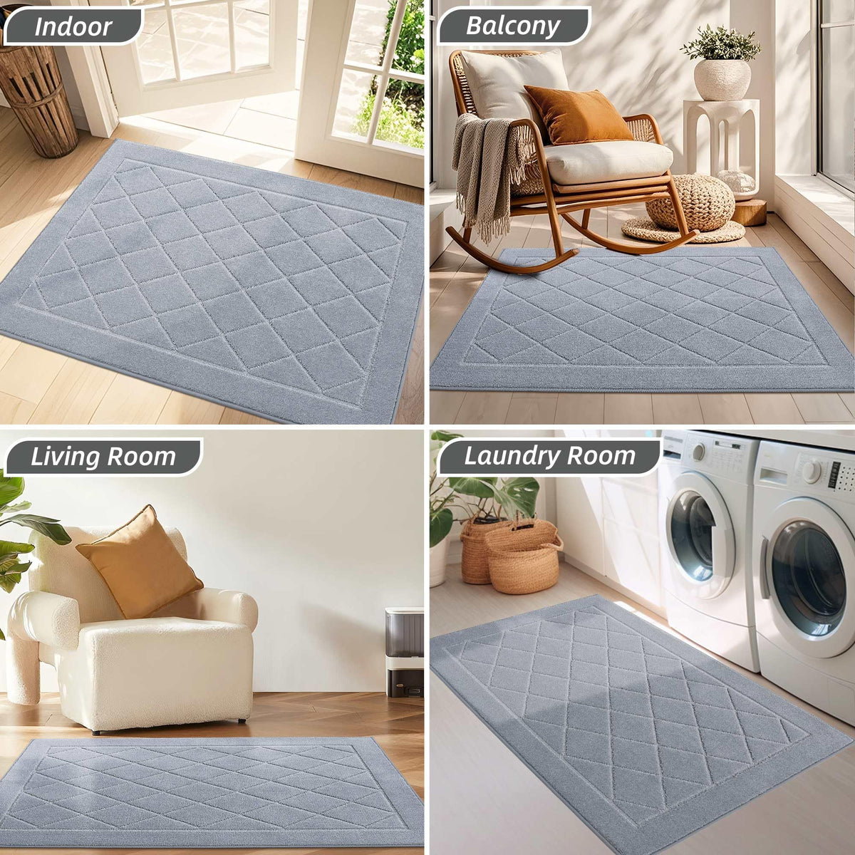 BEQHAUSE Dirt Trapper Door Mat grey texture blends with entryway