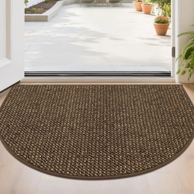BEQHAUSE Dirt Trapper half-circle door mat at front door absorbs moisture and traps dirt