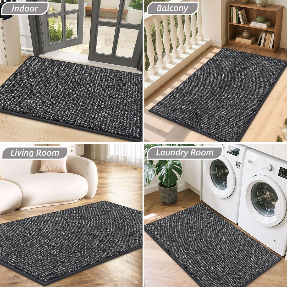 BEQHAUSE Dirt Trapper Door Mat has reinforced edges to resist curling.