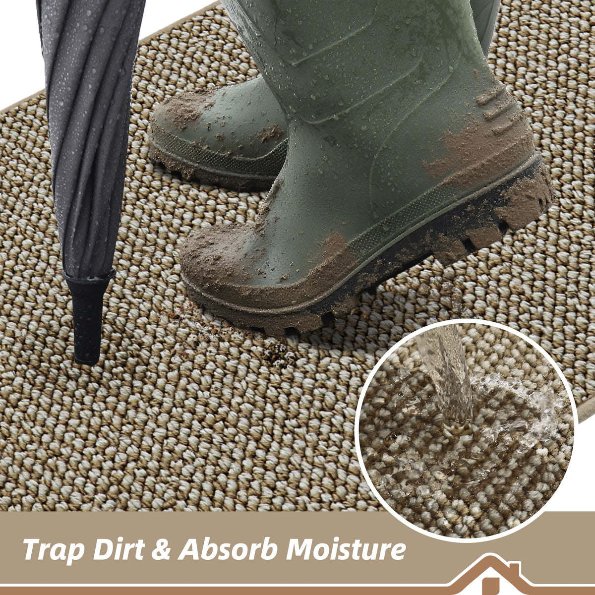 BEQHAUSE Dirt Trapper mat non-slip backing keeps it in place on dry floors.