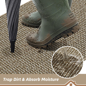 BEQHAUSE Dirt Trapper mat non-slip backing keeps it in place on dry floors.