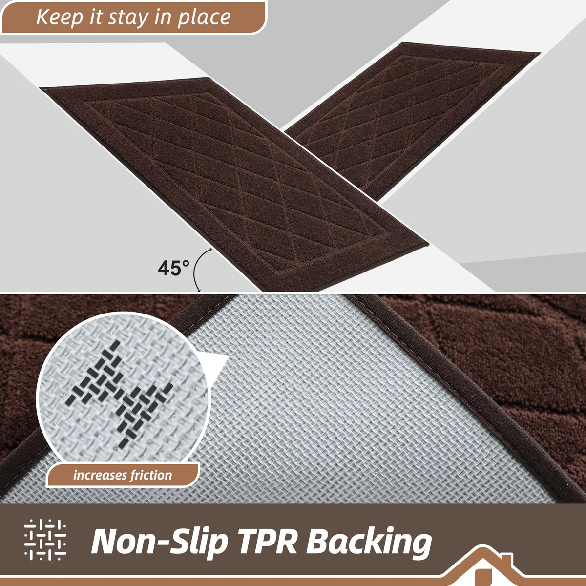 BEQHAUSE dirt-trapper mat features non-slip backing for secure placement.