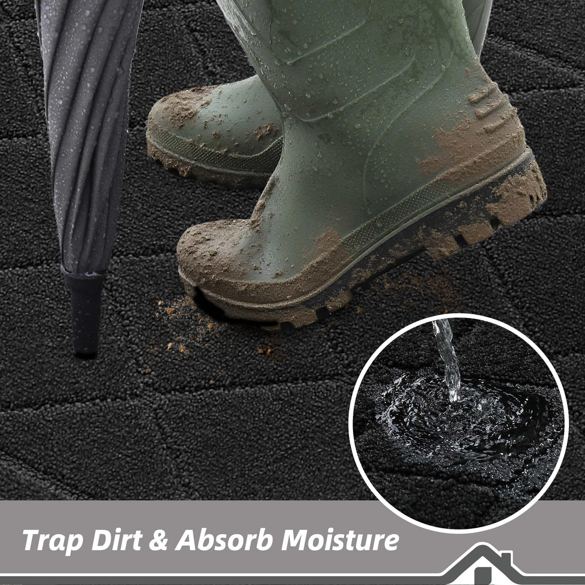 BEQHAUSE Dirt Trapper Door Mat non-slip backing keeps mats in place.
