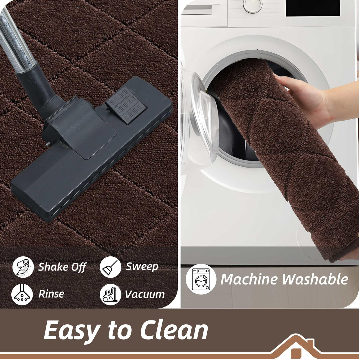 BEQHAUSE mat is easy to clean with vacuuming or washing.