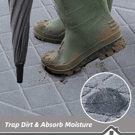 BEQHAUSE Dirt Trapper Door Mat handles wet shoes and scrapes dirt at the door