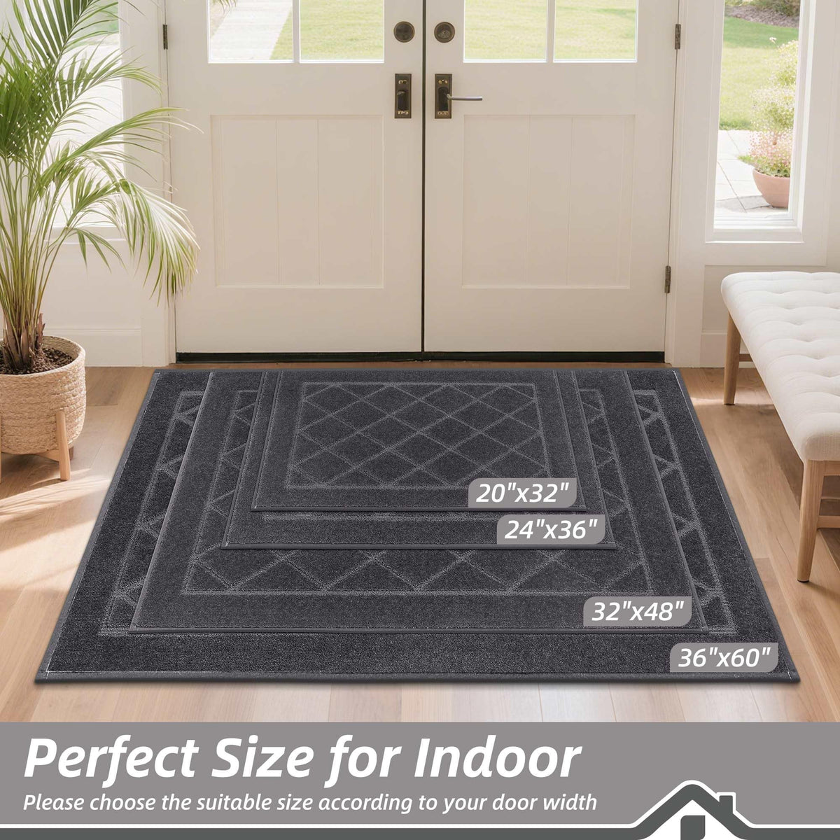 BEQHAUSE Dirt Trapper entryway mat shows non-slip backing for safe indoor use