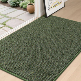 BEQHAUSE Dirt Trapper front door mat in green with dirt-scrape action