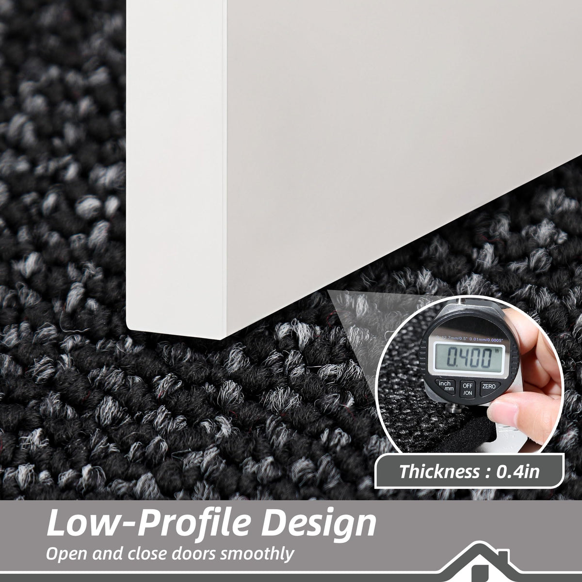 BEQHAUSE Dirt Trapper low-profile design fits under doors smoothly.
