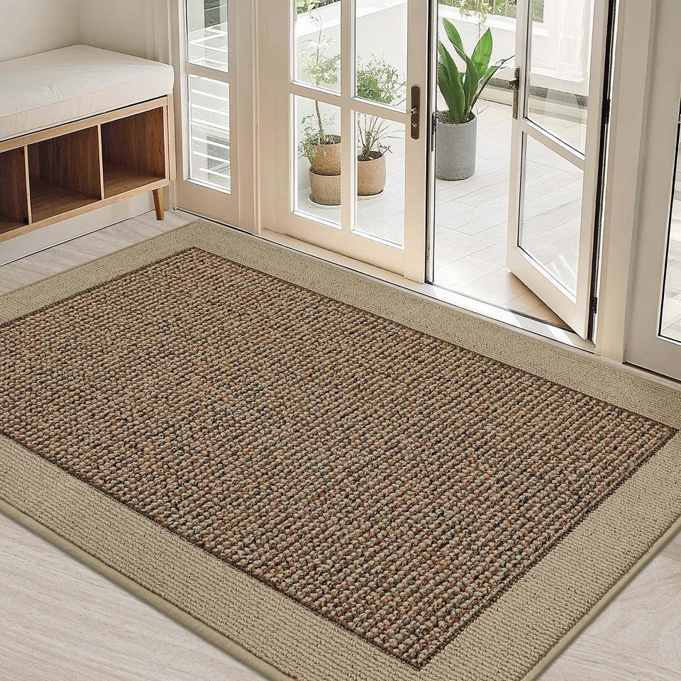 BEQHAUSE door mat 32x48 front view with low profile for easy door clearance.